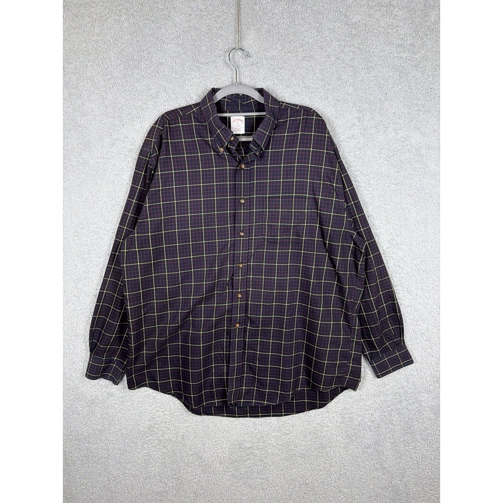 Brooks Brothers Mens Plaid Size XL Non-Iron Supima‎ Cotton Original Polo Shirt